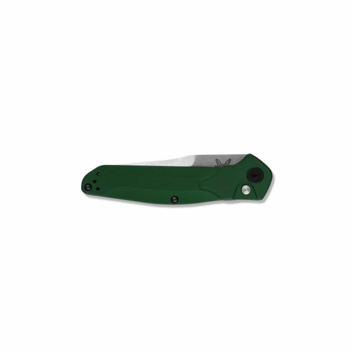 Benchmade 9400 Osborne AUTO Folding Knife 3.4" S30V Satin Plain Blade, Green Aluminum Handles - Image 2