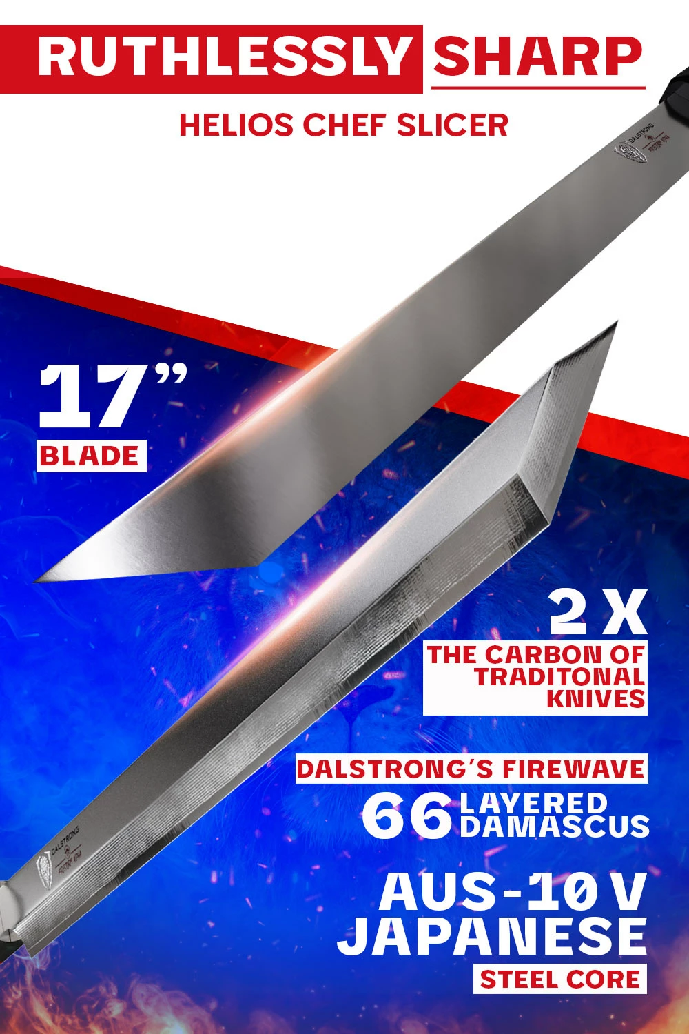 Helios Chef Slicer 17" | Included Display Stand | Firestorm Alpha Series | Dalstrong © - Image 3