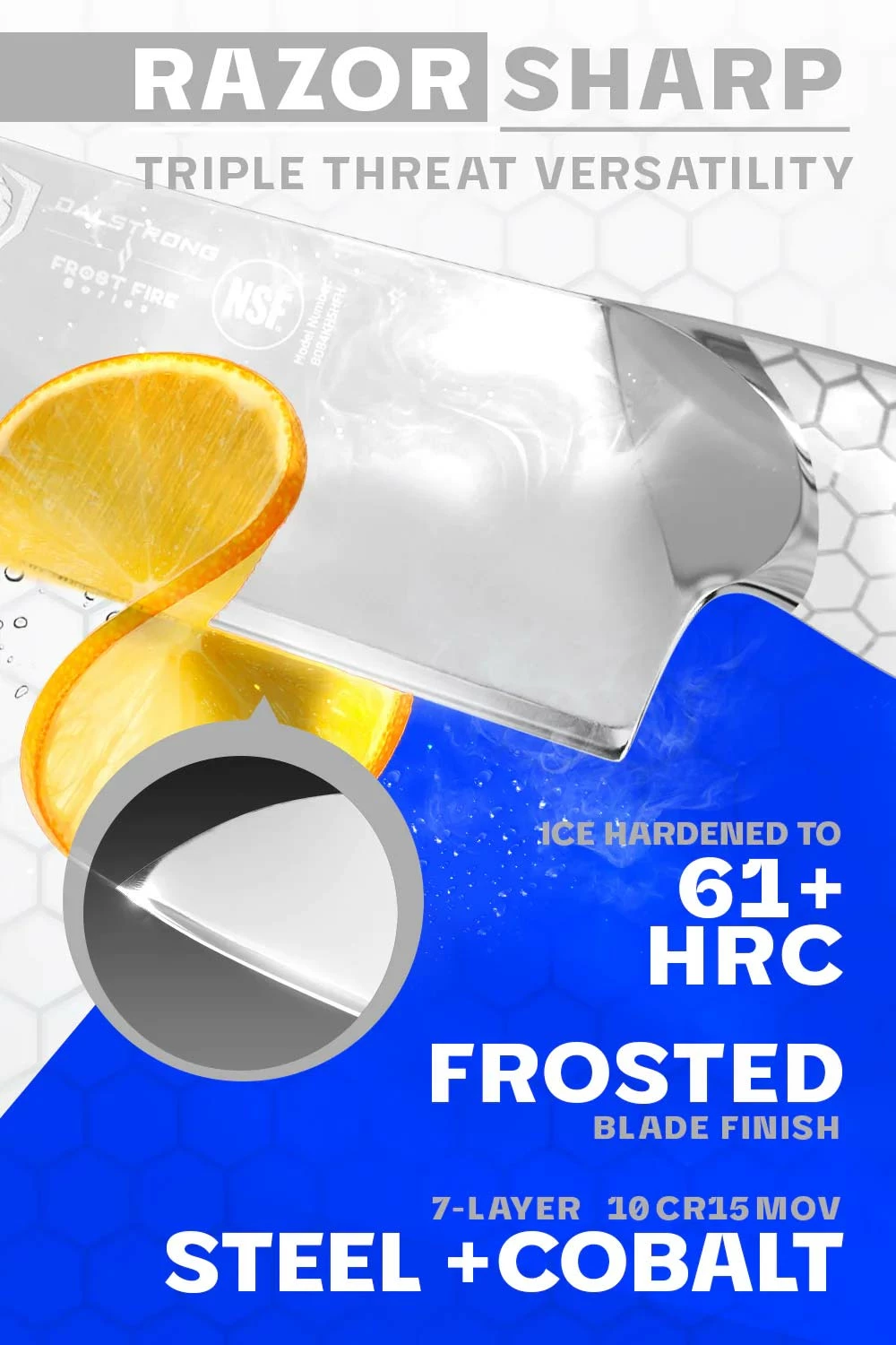 Santoku Knife 7" | Frost Fire Series | NSF Certified | Dalstrong © - Image 3