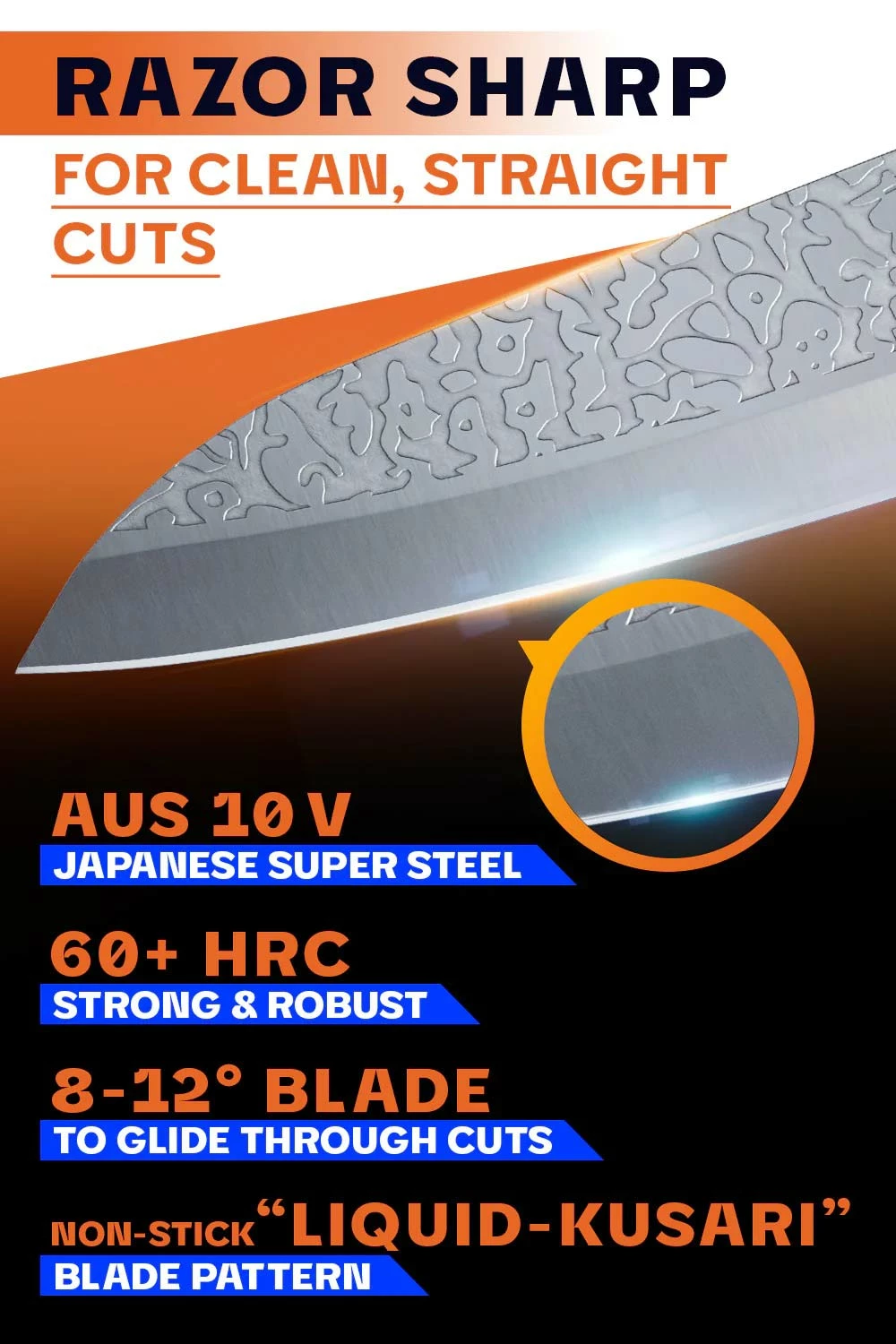 Santoku Knife 7" | Double Bevel | Black Acacia Wood Sheath | Ronin Series | Dalstrong © - Image 2