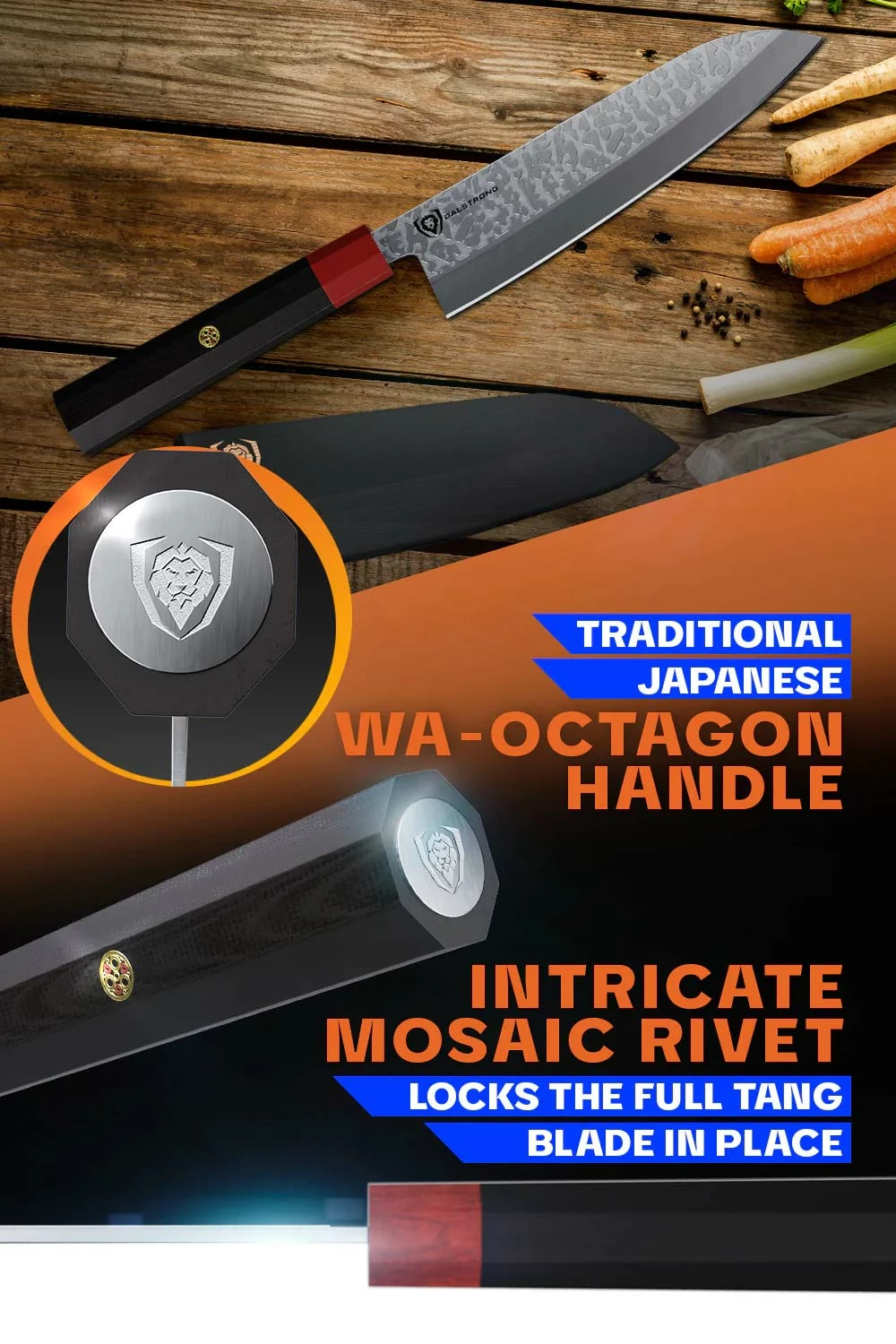 Santoku Knife 7" | Double Bevel | Black Acacia Wood Sheath | Ronin Series | Dalstrong © - Image 5