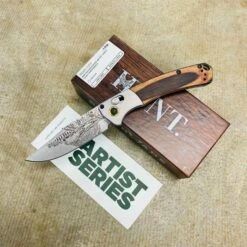 Benchmade 15085-2201 BULL ELK Mini Crooked River Folding Knife 3.4" Casey Underwood Artist Series LIMITED EDITION BULL ELK