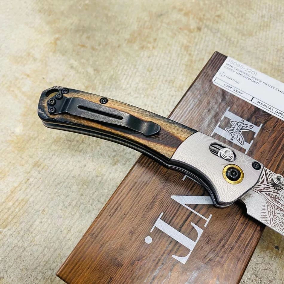 Benchmade 15085-2201 BULL ELK Mini Crooked River Folding Knife 3.4" Casey Underwood Artist Series LIMITED EDITION BULL ELK - Image 6