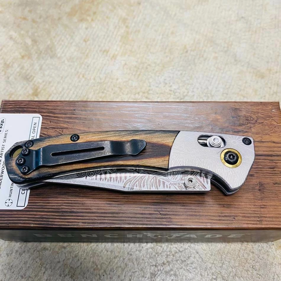 Benchmade 15085-2201 BULL ELK Mini Crooked River Folding Knife 3.4" Casey Underwood Artist Series LIMITED EDITION BULL ELK - Image 9