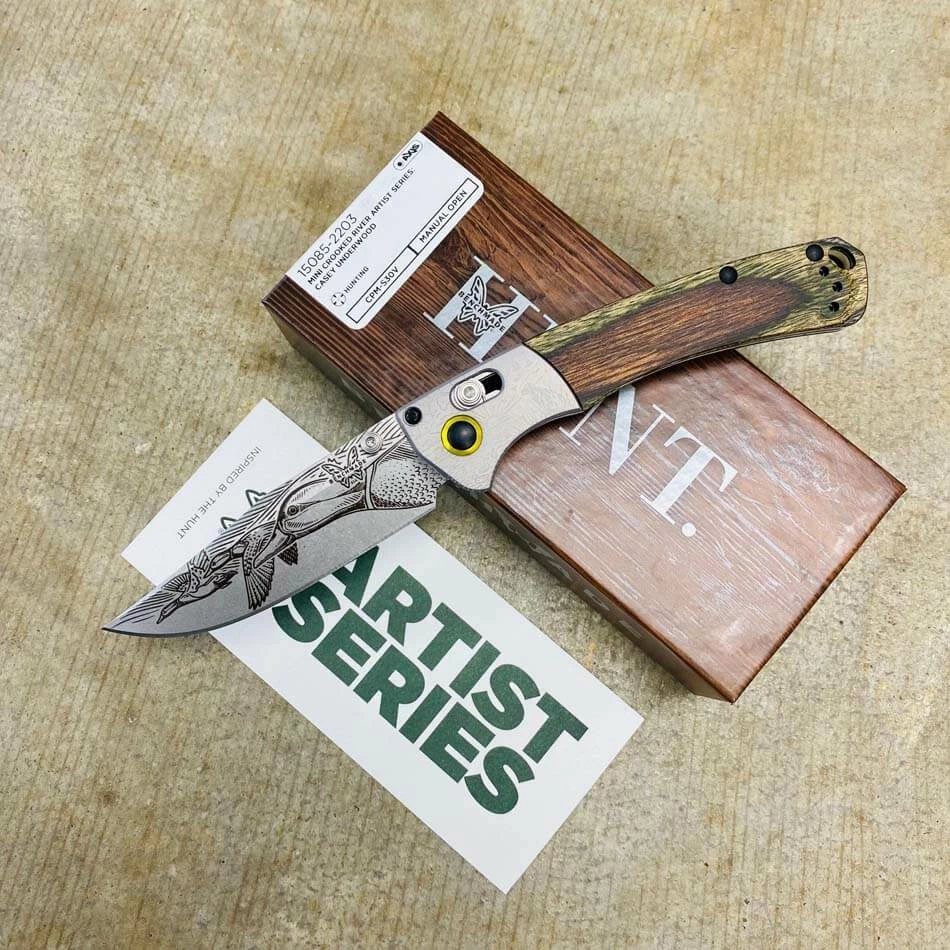 Benchmade 15085-2203 MALLARD DUCK Mini Crooked River Folding Knife 3.4" Casey Underwood Artist Series LIMITED EDITION MALLARD DUCK