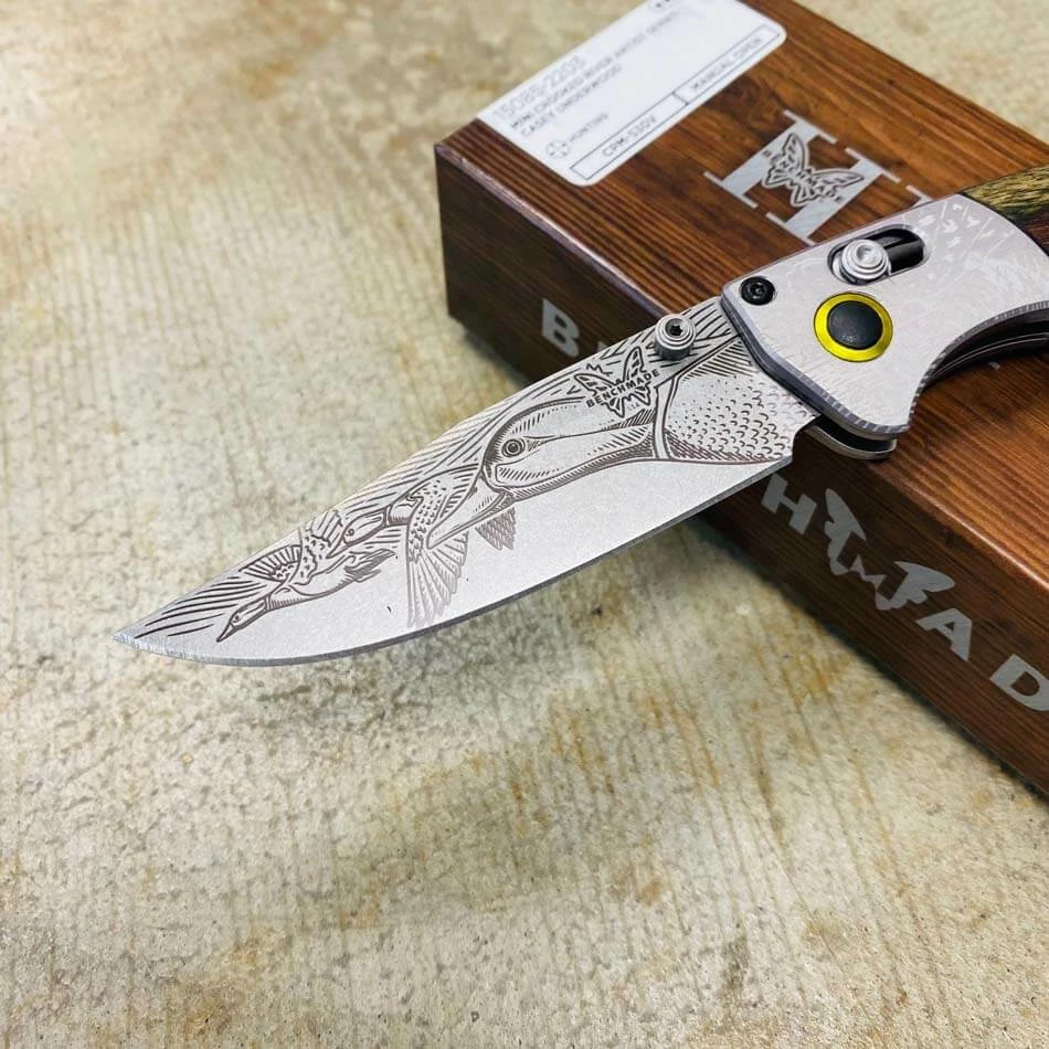 Benchmade 15085-2203 MALLARD DUCK Mini Crooked River Folding Knife 3.4" Casey Underwood Artist Series LIMITED EDITION MALLARD DUCK - Image 2