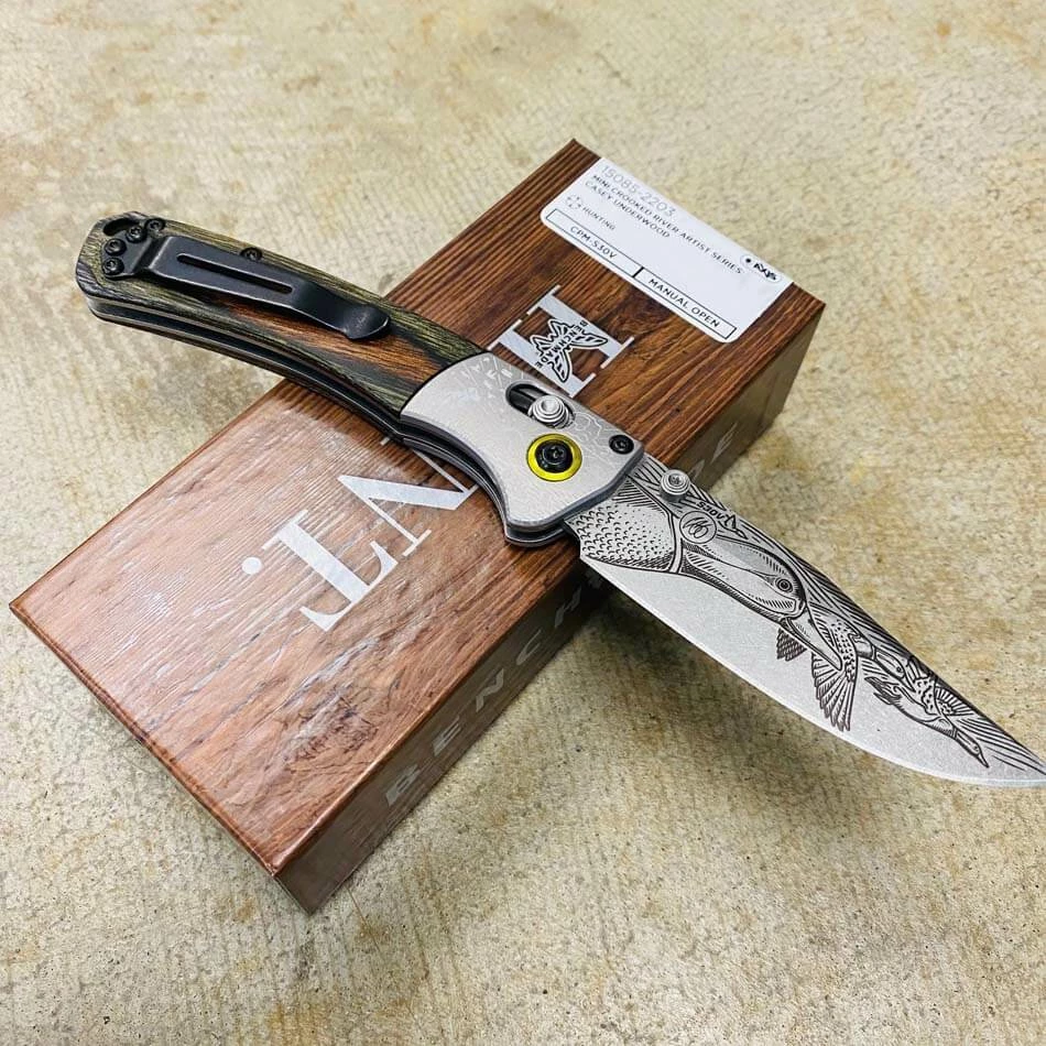 Benchmade 15085-2203 MALLARD DUCK Mini Crooked River Folding Knife 3.4" Casey Underwood Artist Series LIMITED EDITION MALLARD DUCK - Image 4