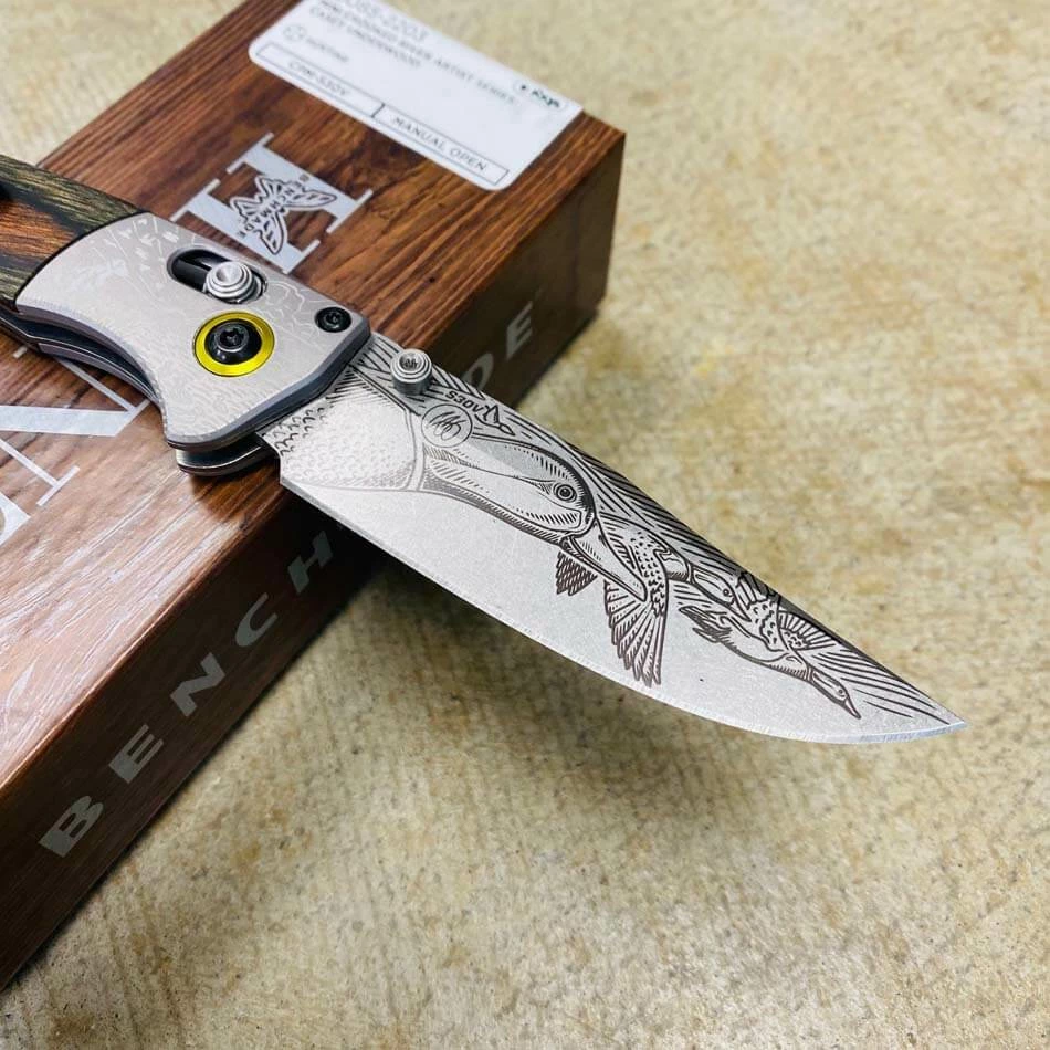 Benchmade 15085-2203 MALLARD DUCK Mini Crooked River Folding Knife 3.4" Casey Underwood Artist Series LIMITED EDITION MALLARD DUCK - Image 5