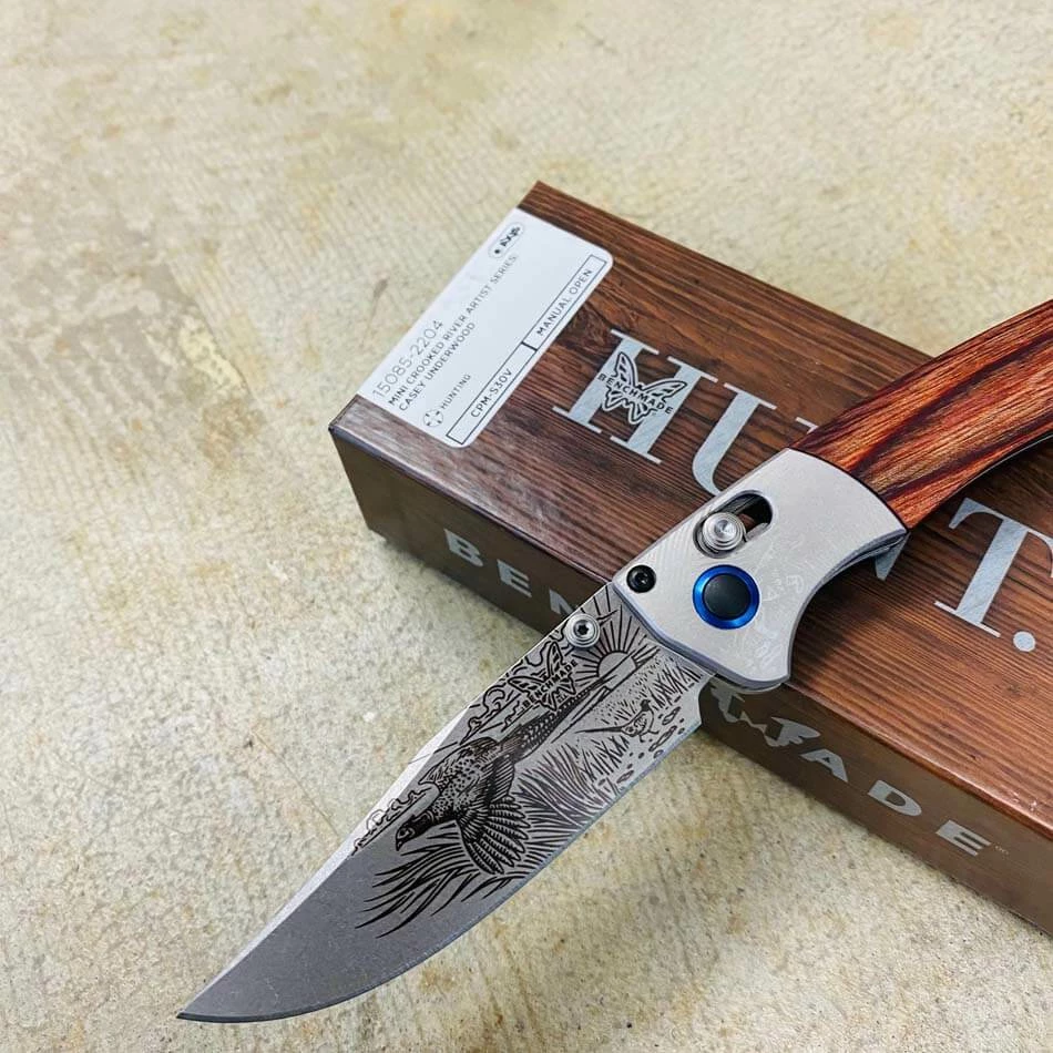 Benchmade 15085-2204 RINGNECK PHEASANT Mini Crooked River Folding Knife 3.4" Casey Underwood Artist Series LIMITED EDITION RINGNECK PHEASANT - Image 2