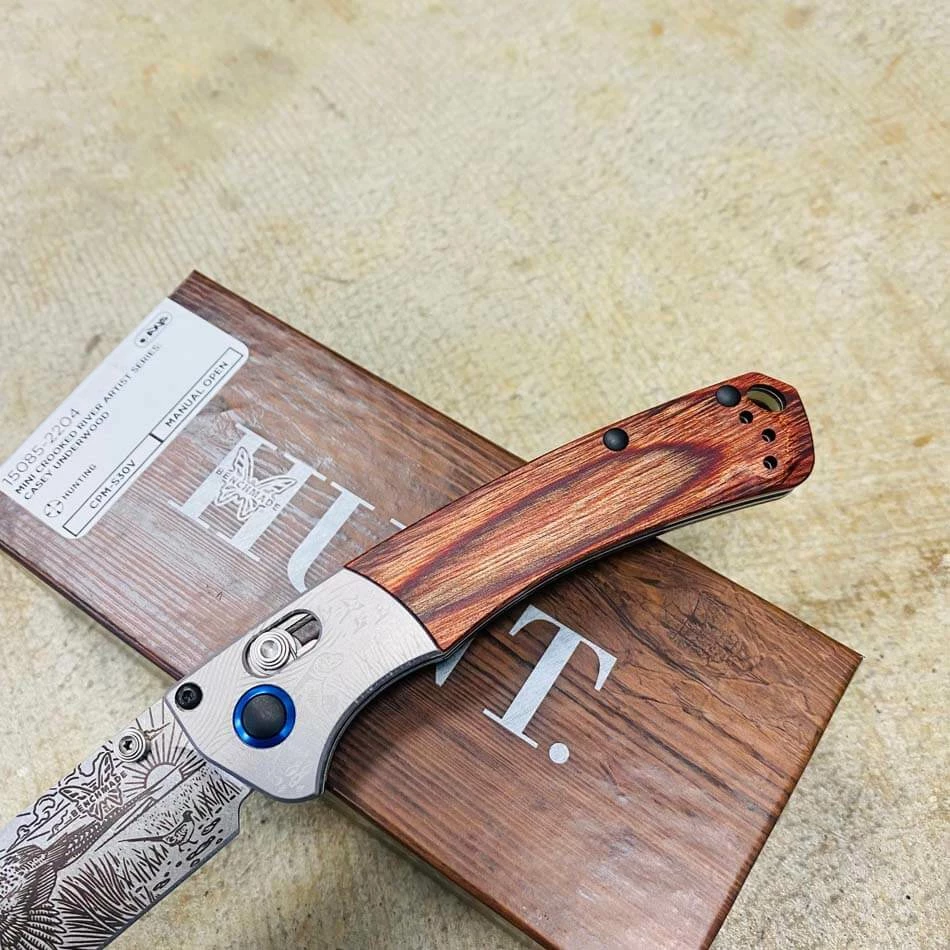 Benchmade 15085-2204 RINGNECK PHEASANT Mini Crooked River Folding Knife 3.4" Casey Underwood Artist Series LIMITED EDITION RINGNECK PHEASANT - Image 3