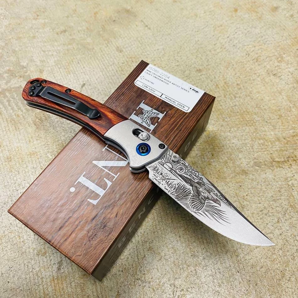 Benchmade 15085-2204 RINGNECK PHEASANT Mini Crooked River Folding Knife 3.4" Casey Underwood Artist Series LIMITED EDITION RINGNECK PHEASANT - Image 4