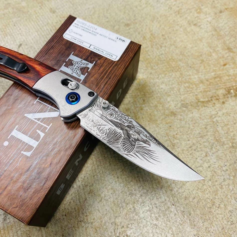 Benchmade 15085-2204 RINGNECK PHEASANT Mini Crooked River Folding Knife 3.4" Casey Underwood Artist Series LIMITED EDITION RINGNECK PHEASANT - Image 5