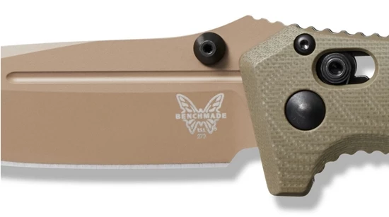 Benchmade 273FE-2 Shane Sibert Mini Adamas Folding Knife 3.25" CruWear Flat Dark Earth Plain Blade, OD Green G10 Handles - Image 2