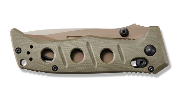 Benchmade 273FE-2 Shane Sibert Mini Adamas Folding Knife 3.25" CruWear Flat Dark Earth Plain Blade, OD Green G10 Handles - Image 4
