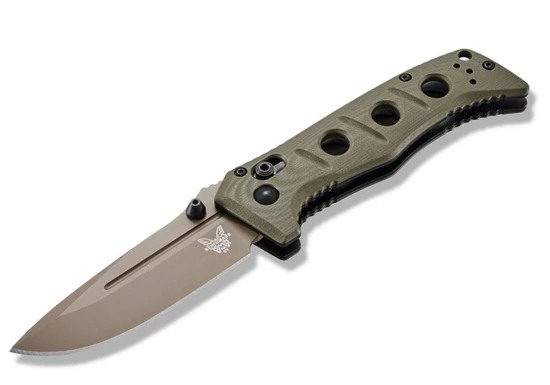 Benchmade 273FE-2 Shane Sibert Mini Adamas Folding Knife 3.25" CruWear Flat Dark Earth Plain Blade, OD Green G10 Handles - Image 6