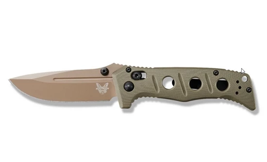 Benchmade 273FE-2 Shane Sibert Mini Adamas Folding Knife 3.25" CruWear Flat Dark Earth Plain Blade, OD Green G10 Handles - Image 8