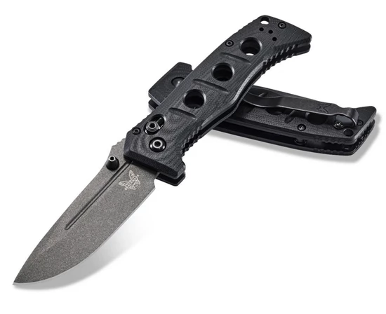 Benchmade 273GY-1 Shane Sibert Mini Adamas Folding Knife 3.25" CruWear Tungsten Gray Plain Blade, Black G10 Handles