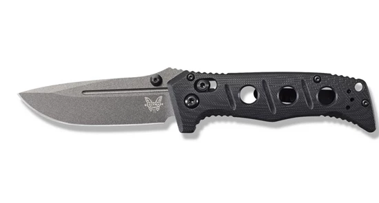 Benchmade 273GY-1 Shane Sibert Mini Adamas Folding Knife 3.25" CruWear Tungsten Gray Plain Blade, Black G10 Handles - Image 3