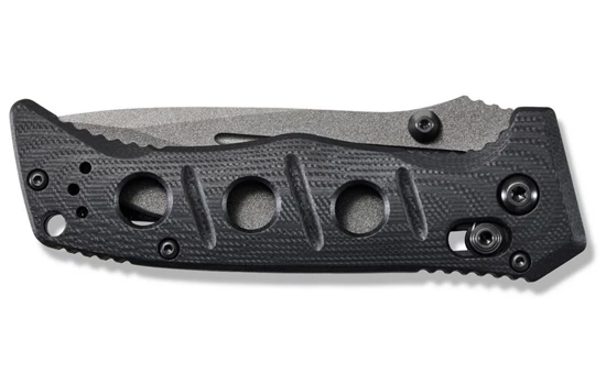 Benchmade 273GY-1 Shane Sibert Mini Adamas Folding Knife 3.25" CruWear Tungsten Gray Plain Blade, Black G10 Handles - Image 8