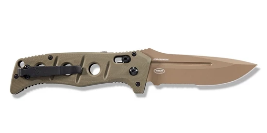 Benchmade 2750SFE-2 Shane Sibert AUTO Adamas SERRATED Folding Knife 3.78" CruWear Flat Dark Earth Plain Blade, OD Green G10 Handles, Ballistic Nylon Sheath - Image 4