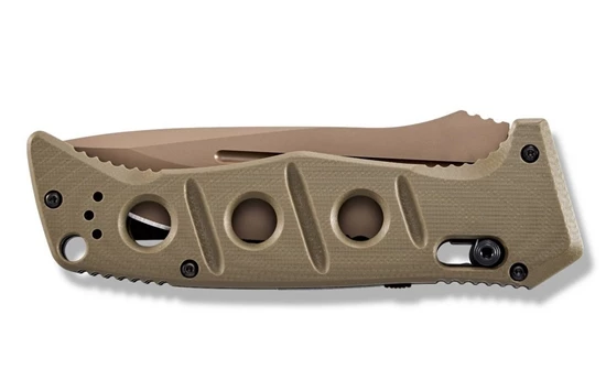 Benchmade 2750SFE-2 Shane Sibert AUTO Adamas SERRATED Folding Knife 3.78" CruWear Flat Dark Earth Plain Blade, OD Green G10 Handles, Ballistic Nylon Sheath - Image 8