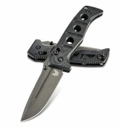 Benchmade 275GY-1 Shane Sibert Adamas Folding Knife 3.78" CruWear Tungsten Gray Plain Blade, Black G10 Handles