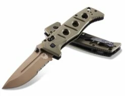 Benchmade 275SFE-2 Shane Sibert Adamas SERRATED Folding Knife 3.78" CruWear Flat Dark Earth Plain Blade, OD Green G10 Handles
