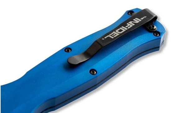 Benchmade 3300BK-2001 Infidel AUTO OTF 3.91" Black Finish Blue Handles Double Edge Dagger, Sheath - Image 10