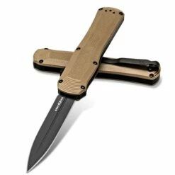 Benchmade 3400BK-2 Autocrat AUTO OTF 3.71" Black DLC Coated Finish Coyote Brown Double Edge Dagger Knife