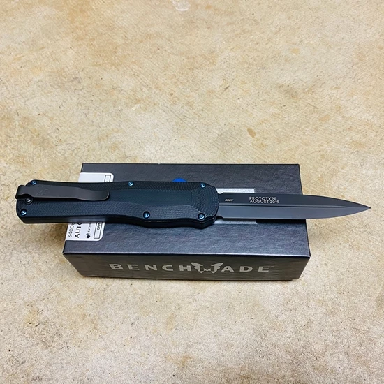 Benchmade 3400BK Autocrat AUTO OTF 3.71" Black DLC Coated Finish Double Edge Dagger Knife PROTOTYPE AUGUST 2019 - Image 4