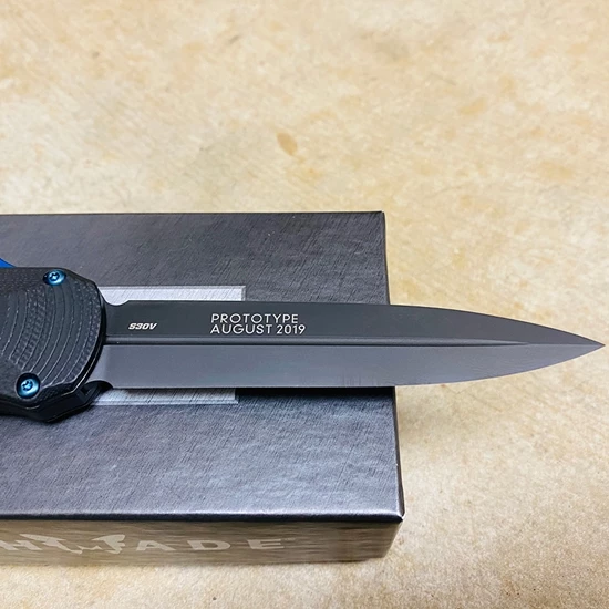Benchmade 3400BK Autocrat AUTO OTF 3.71" Black DLC Coated Finish Double Edge Dagger Knife PROTOTYPE AUGUST 2019 - Image 5