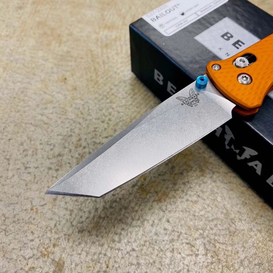 Benchmade 537-2301 Bailout AXIS Lock 3.38" Plain Edge CPM-3V Tanto Blade Orange Anodized Aluminum Handle Knife - SHOT SHOW 2023 LIMITED EDITION - Image 2