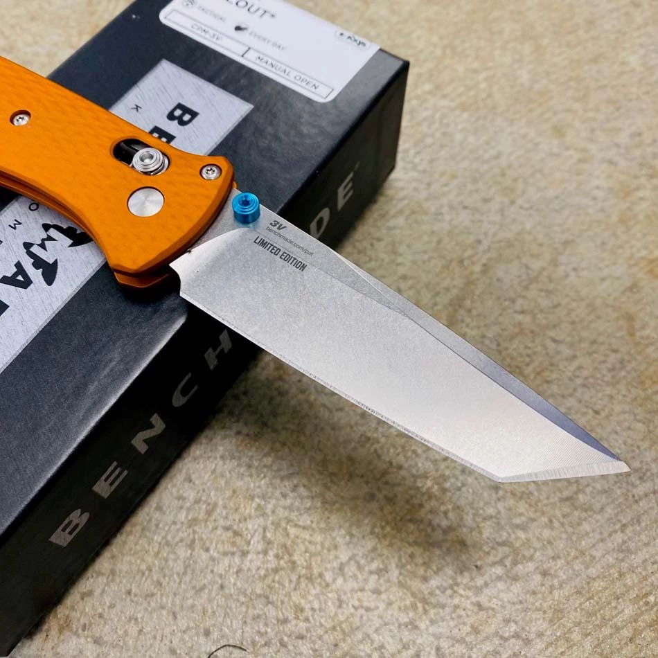Benchmade 537-2301 Bailout AXIS Lock 3.38" Plain Edge CPM-3V Tanto Blade Orange Anodized Aluminum Handle Knife - SHOT SHOW 2023 LIMITED EDITION - Image 5