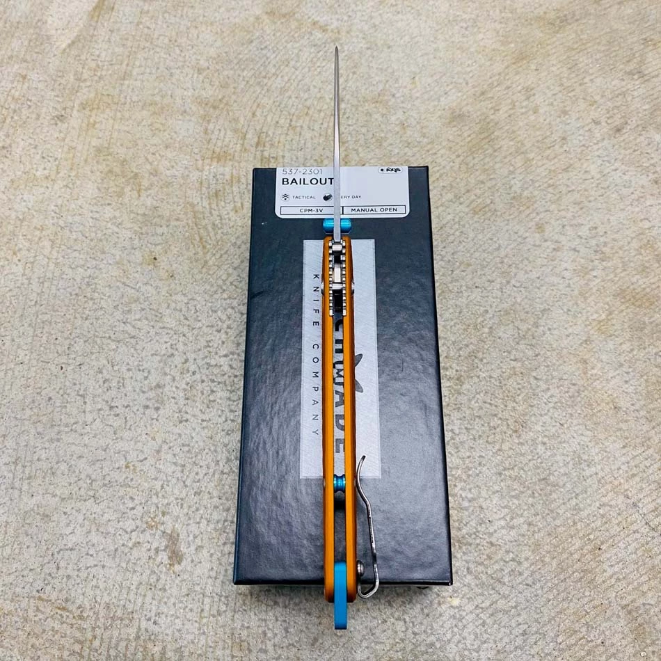 Benchmade 537-2301 Bailout AXIS Lock 3.38" Plain Edge CPM-3V Tanto Blade Orange Anodized Aluminum Handle Knife - SHOT SHOW 2023 LIMITED EDITION - Image 7