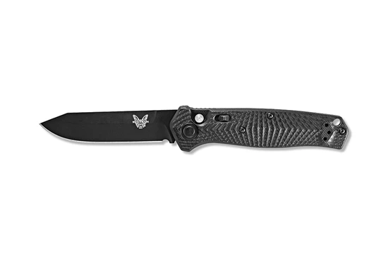 Benchmade 8551BK Mediator AUTO Folding Knife 3.3" Black Blade Black G10 Chevron Pattern Handles - Image 2