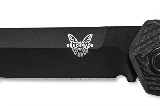 Benchmade 8551BK Mediator AUTO Folding Knife 3.3" Black Blade Black G10 Chevron Pattern Handles - Image 5
