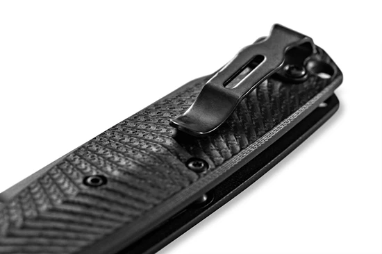 Benchmade 8551BK Mediator AUTO Folding Knife 3.3" Black Blade Black G10 Chevron Pattern Handles - Image 6