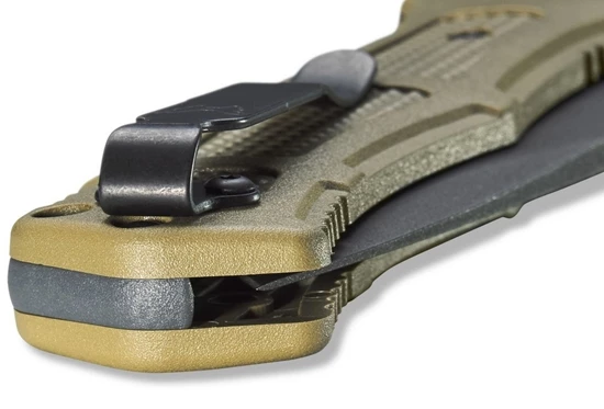 Benchmade 9070SBK-1 Claymore AUTO Folding Knife 3.6" CPM-D2 Cobalt Black Combo Blade, Ranger Green Grivory Handles - Image 9