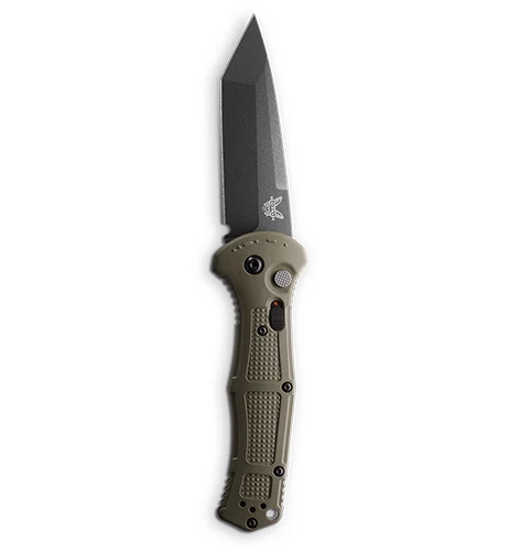 Benchmade 9071BK-1 Claymore AUTO Folding Knife 3.6" CPM-D2 Tanto Cobalt Blade Ranger Green Grivory Handles - Image 2