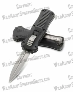 Benchmade 3350 Mini-Infidel AUTO OTF 3.10" D2 Satin Double Edge Blade, Aluminum Handles, Sheath With MALICE CLIP Included