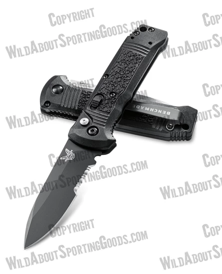 Benchmade 4400SBK Casbah AUTO 3.4" Black S30V Drop Point Combo Blade, Black Textured Grivory Handles