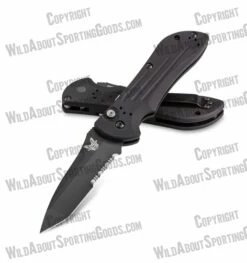 Benchmade 9101SBK AUTO Stryker 3.6" Black Combo Tanto Blade, Aluminum Handles