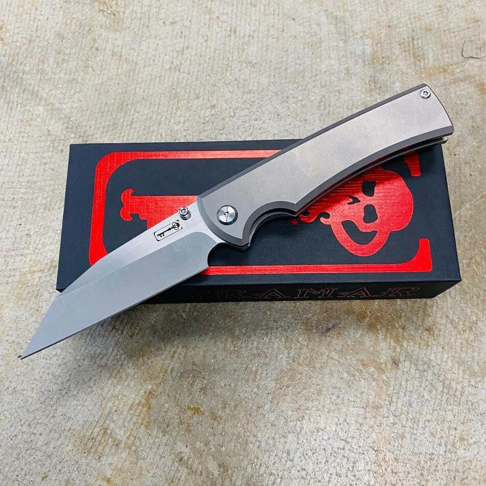 Chaves Sangre 229 Wharncliffe 3.7" Machine Finish M390 Blade Stone Washed Titanium Knife