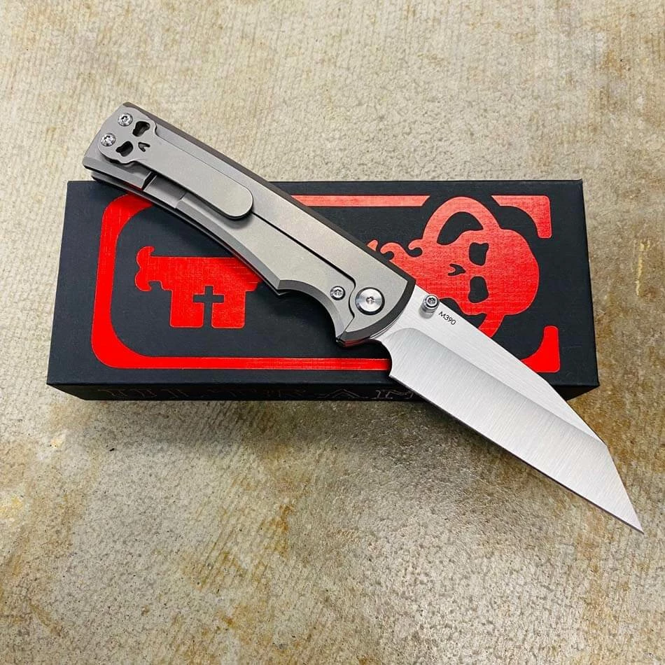 Chaves Sangre 229 Wharncliffe 3.7" Machine Finish M390 Blade Stone Washed Titanium Knife - Image 4