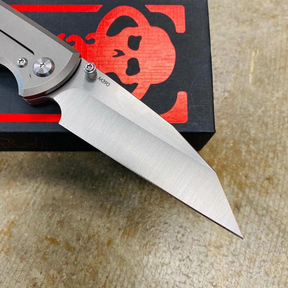 Chaves Sangre 229 Wharncliffe 3.7" Machine Finish M390 Blade Stone Washed Titanium Knife - Image 5