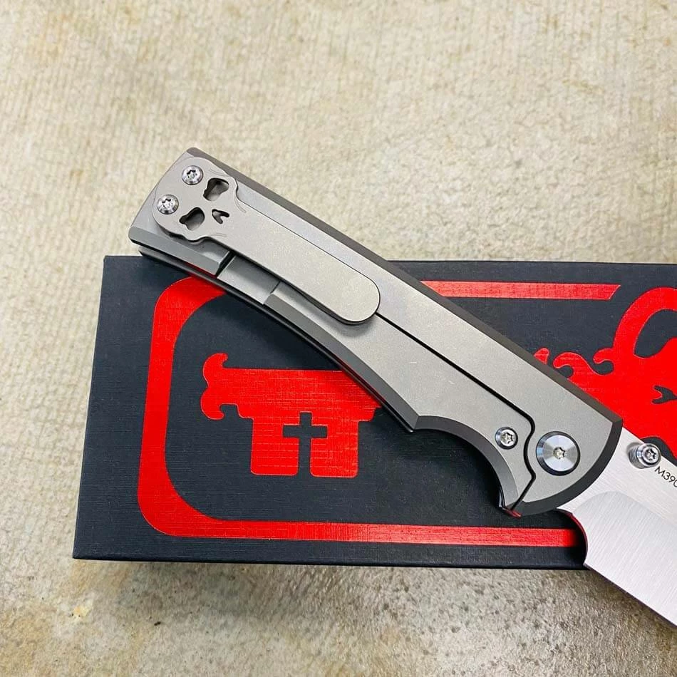 Chaves Sangre 229 Wharncliffe 3.7" Machine Finish M390 Blade Stone Washed Titanium Knife - Image 6