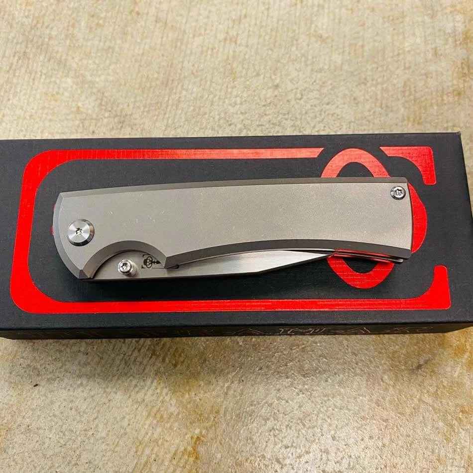 Chaves Sangre 229 Wharncliffe 3.7" Machine Finish M390 Blade Stone Washed Titanium Knife - Image 7