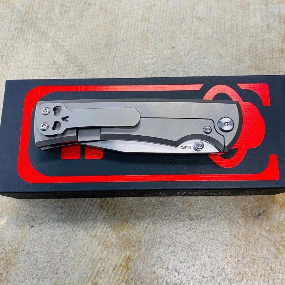 Chaves Sangre 229 Wharncliffe 3.7" Machine Finish M390 Blade Stone Washed Titanium Knife - Image 8