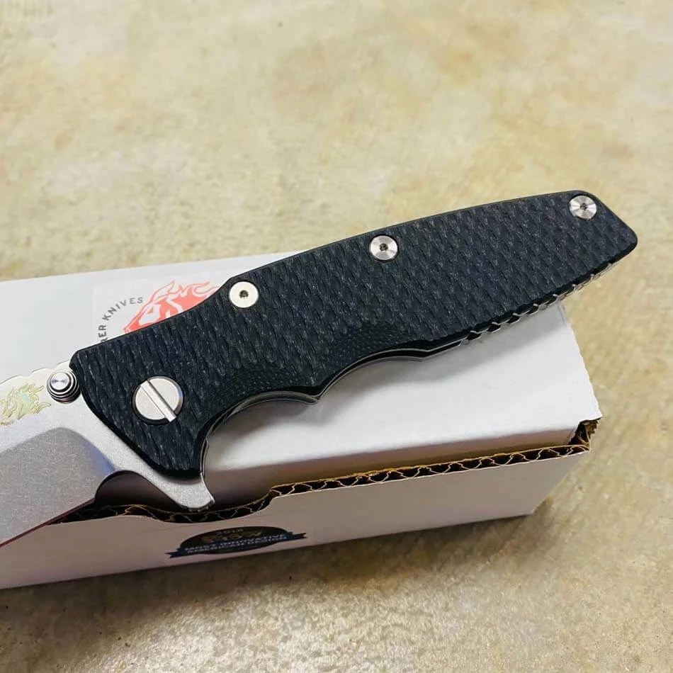 Rick Hinderer Eklipse 3.5" Harpoon Spanto Tri-Way Stonewash Black G10 Flipper Knife - Image 3