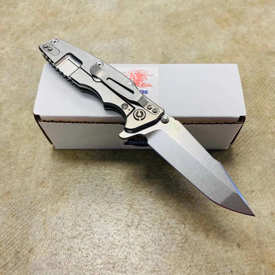 Rick Hinderer Eklipse 3.5" Harpoon Spanto Tri-Way Stonewash Black G10 Flipper Knife - Image 4